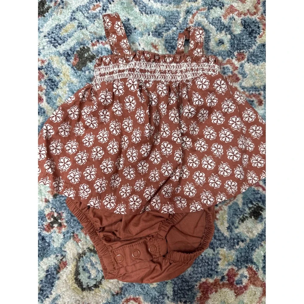 Carter's Baby Girl‎ 3 Month Rust Brown White Floral Smocked Bundle GUC